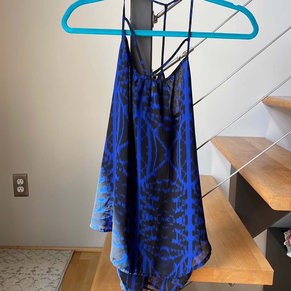 Express blue and black top